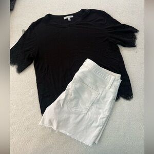 White Denim high waisted Shorts